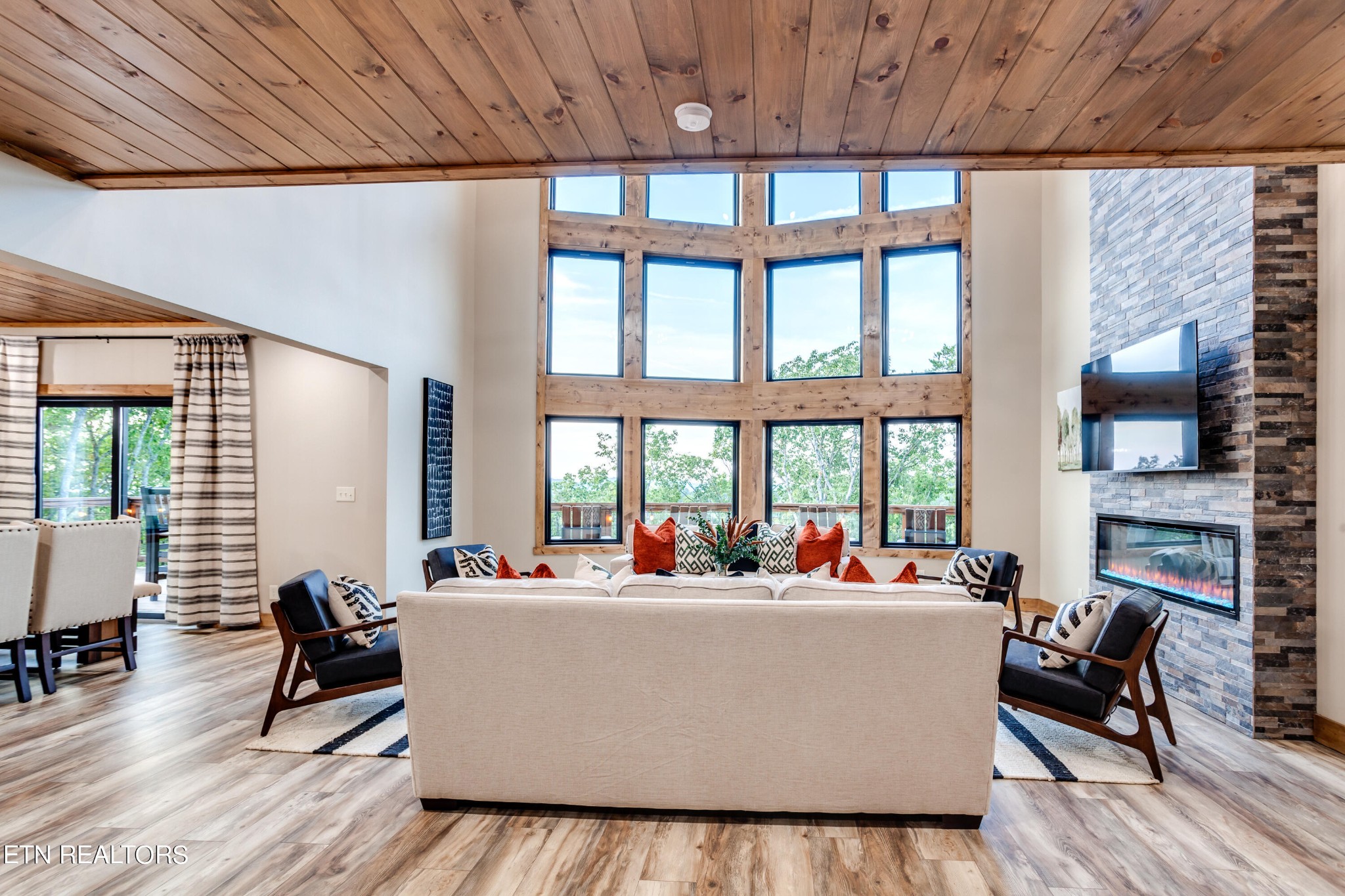 1820 High View Court Sevierville, TN 37876 - Photo 5 of 58 a living room filled with furniture a fireplace a flat screen tv and windows