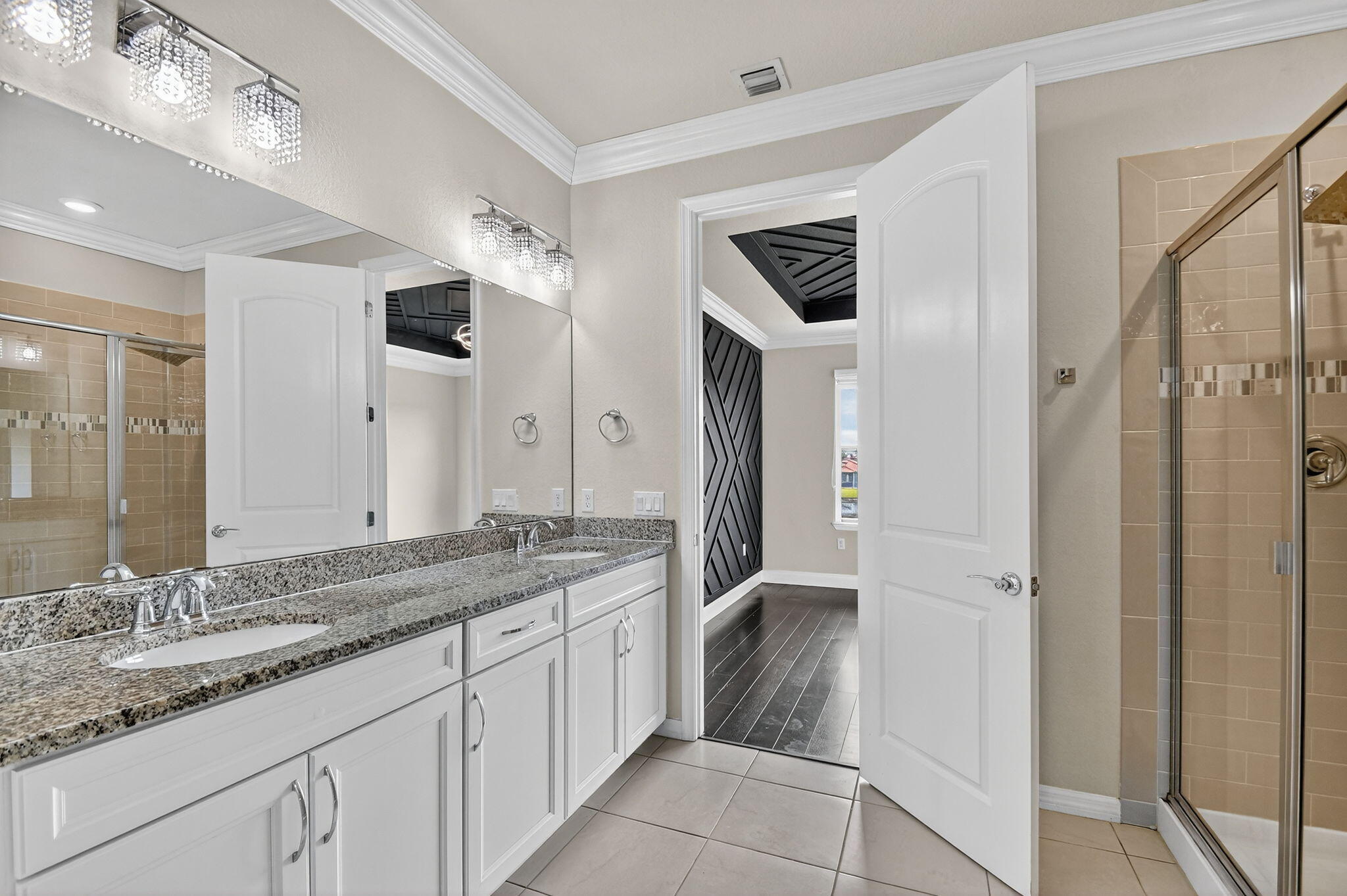 8301 Rearing Lane Lake Worth, FL 33467 - Photo 30 of 109 a spacious bathroom with a granite countertop sink and mirror