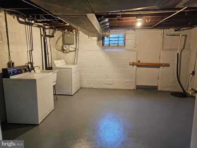 a view of storage and utility room with racks on the wall