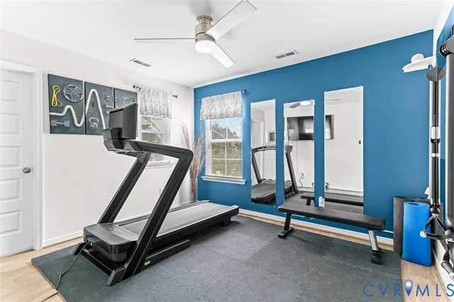 a view of a room with gym equipment