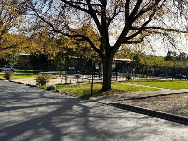 a view of swimming pool with trees