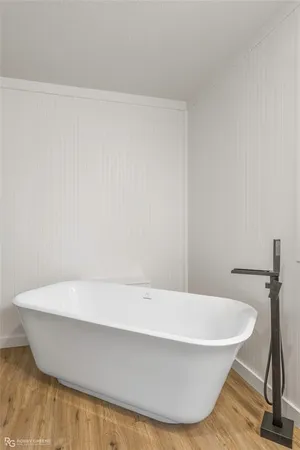 a bathroom with a bathtub