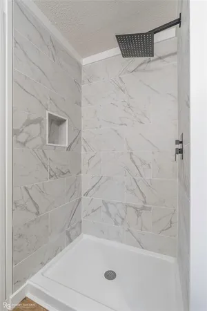 a bathroom with a bathtub