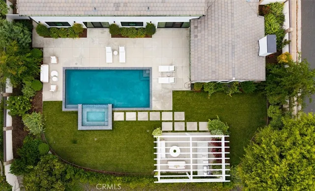 an aerial view of a house with balcony