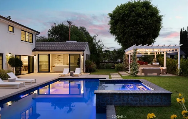 a view of an outdoor space with swimming pool