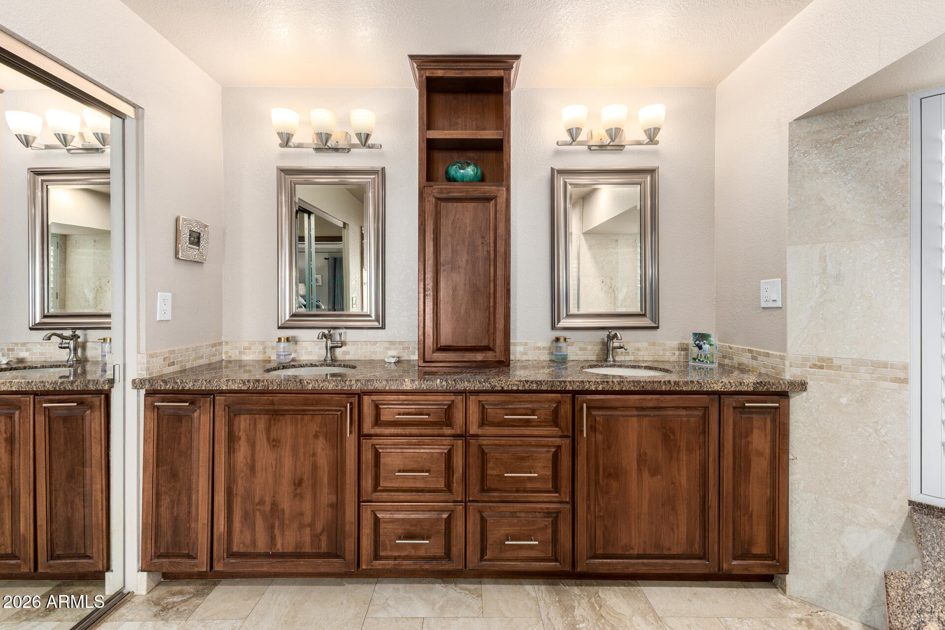 1942 East Krista Way Tempe, AZ 85284 - Photo 25 of 51 a bathroom with a granite countertop sink and a mirror