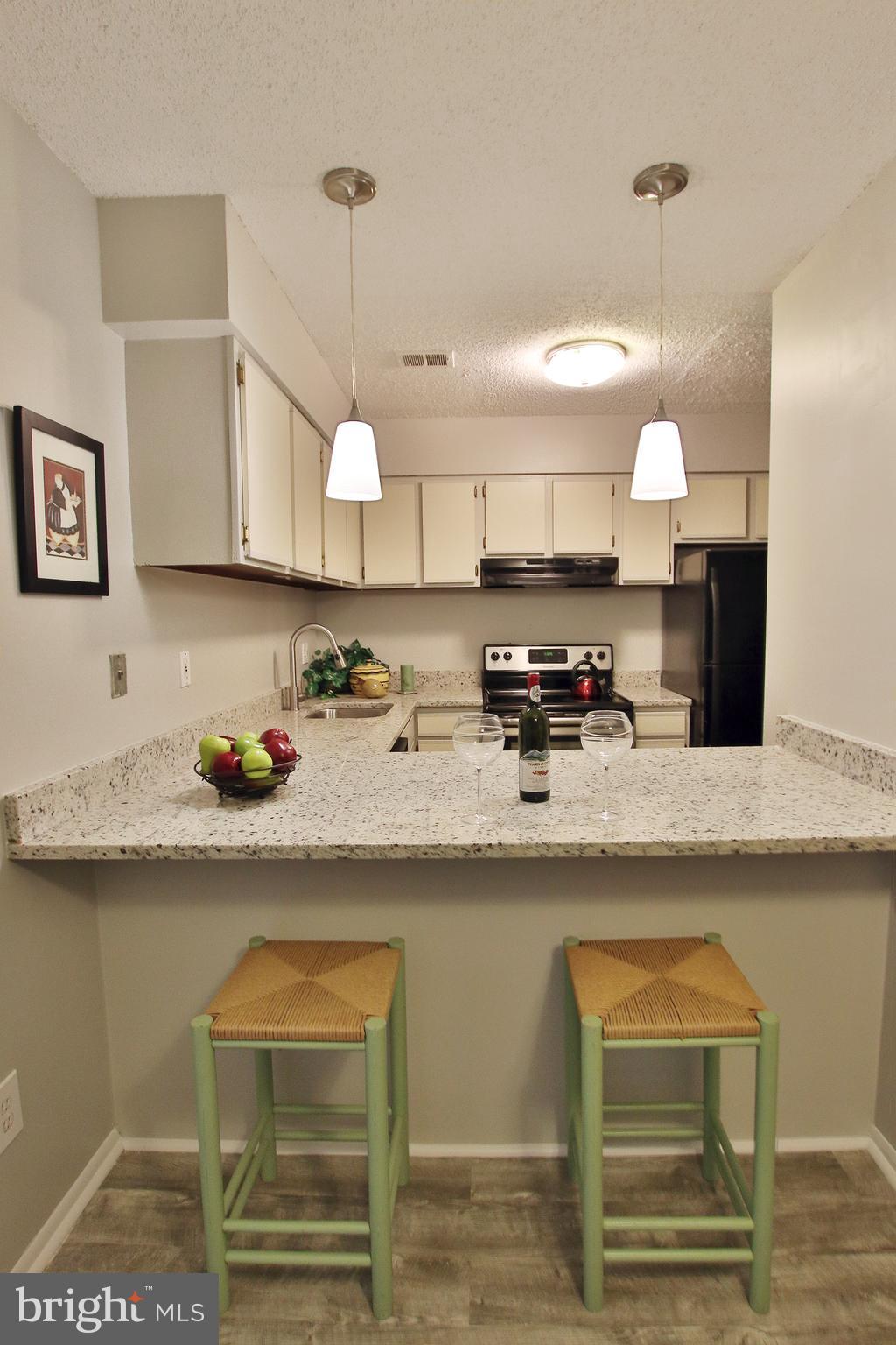 2203 Coppersmith Square Reston, VA 20191 - Photo 9 of 25 a kitchen with granite countertop a sink a stove and cabinets