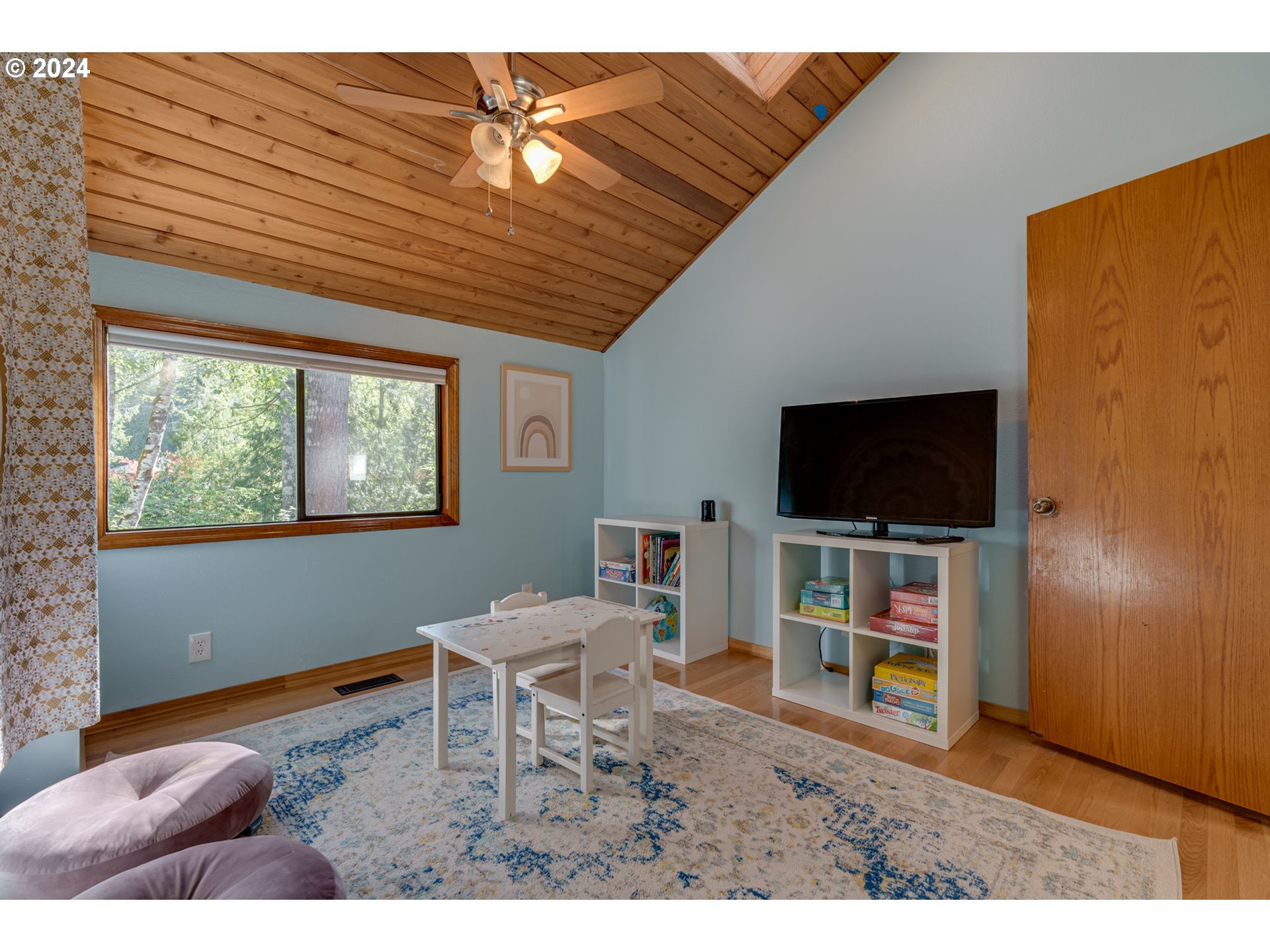 65377 East Sandy River Lane Rhododendron, OR 97049 - Photo 22 of 40 a living room with furniture and a flat screen tv