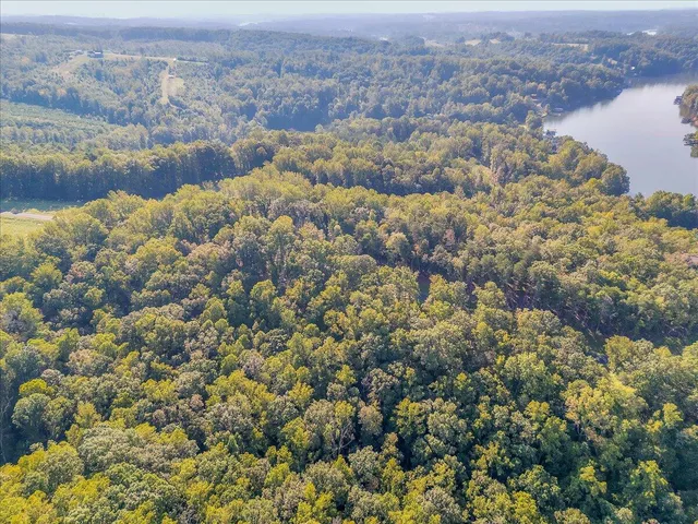 an aerial view of a houses with a yard