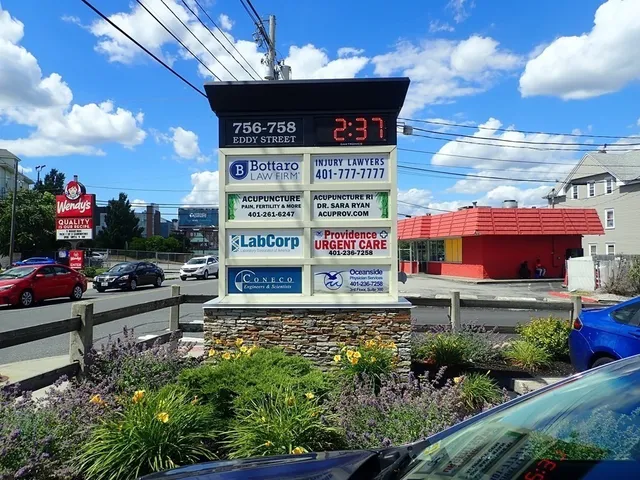 a sign on the side of a building