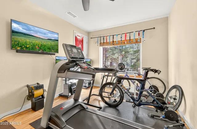 a view of a room with gym equipment
