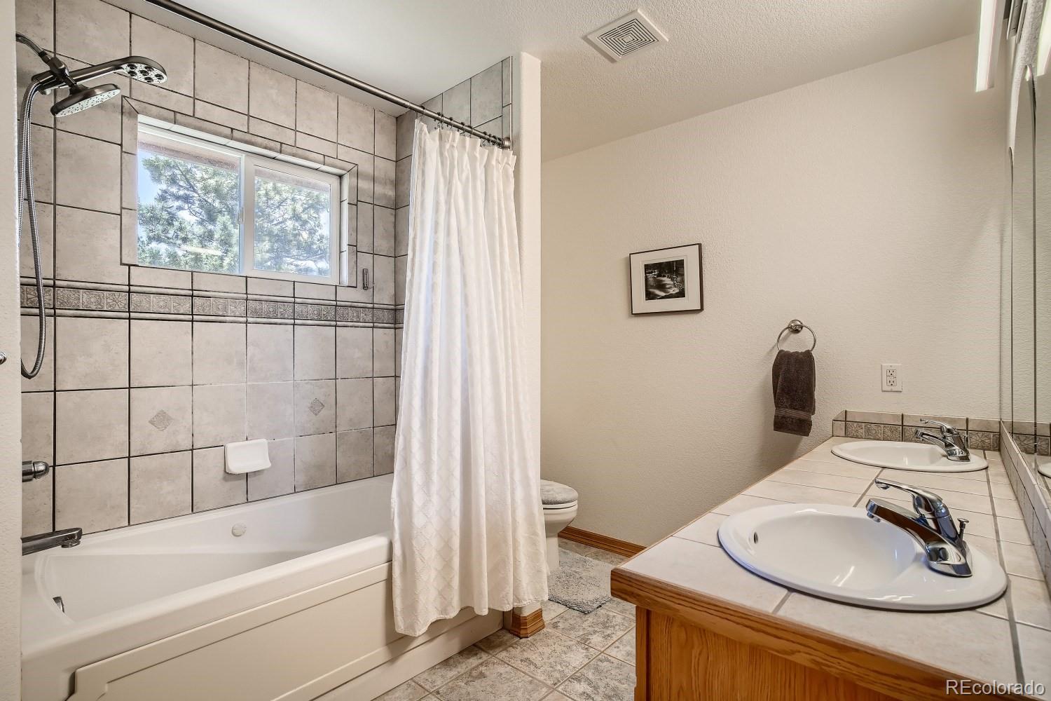 731 Hitchrack Road Bailey, CO 80421 - Photo 14 of 22 a bathroom with a sink a bathtub and shower