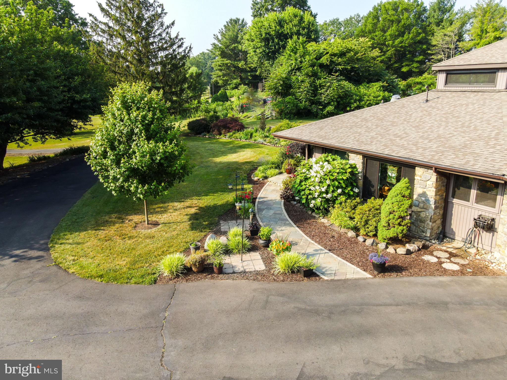 Custom  Stone Walkway to Double Front Doors ('14).
