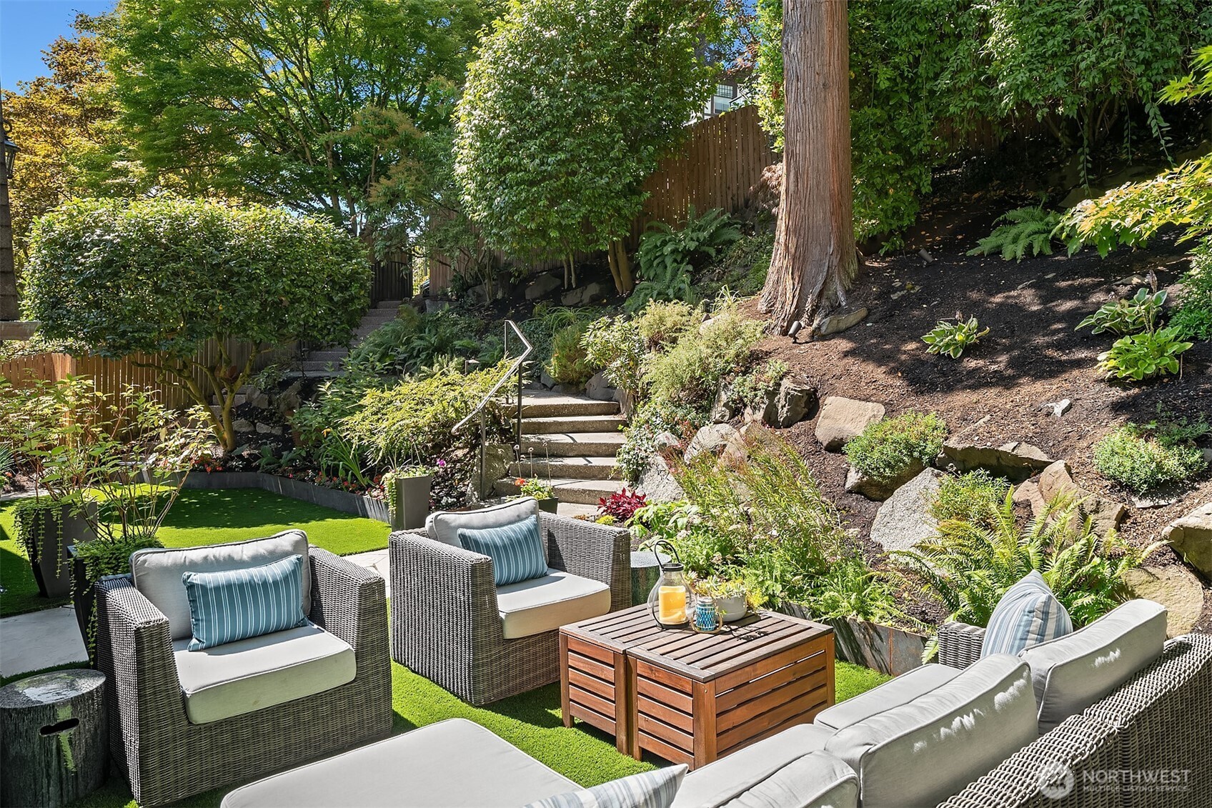 3220 Sierra Drive South Seattle, WA 98144 - Photo 37 of 39 a backyard of a house with outdoor seating