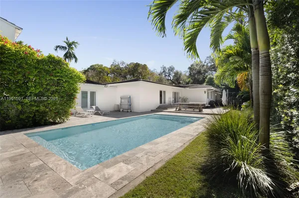 a view of a backyard with a patio