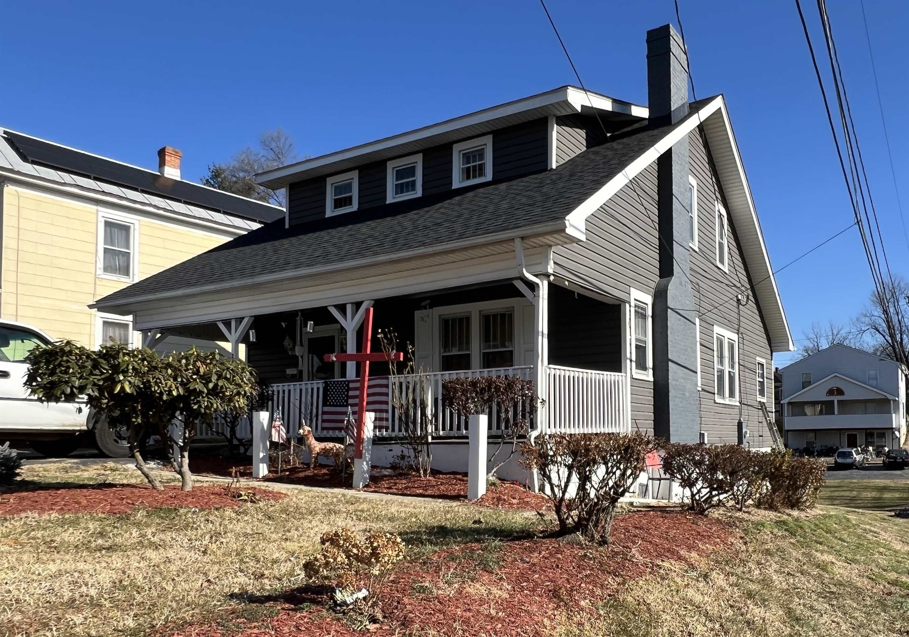 a view of a house with a patio