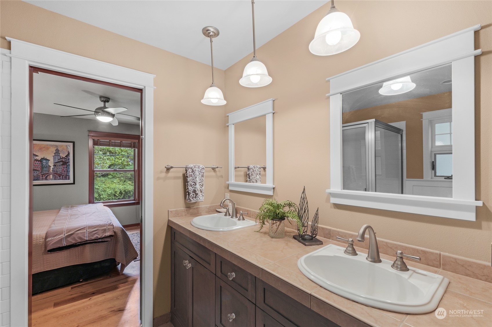 160 East Benson Lake Road Grapeview, WA 98546 - Photo 20 of 34 a bathroom with a sink and a mirror