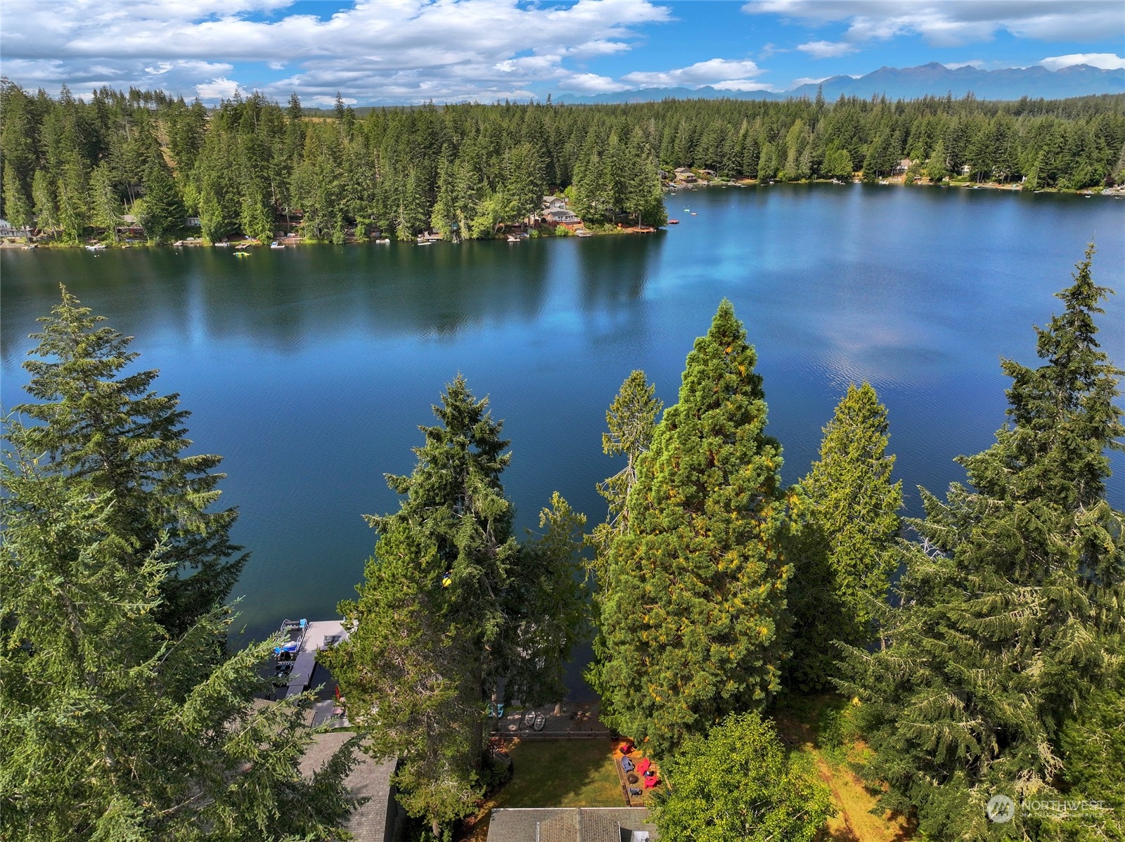 160 East Benson Lake Road Grapeview, WA 98546 - Photo 7 of 34 an aerial view of residential houses with outdoor space and lake view