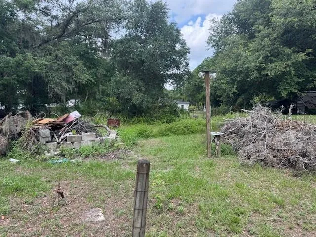 a backyard of a house with lots of green space