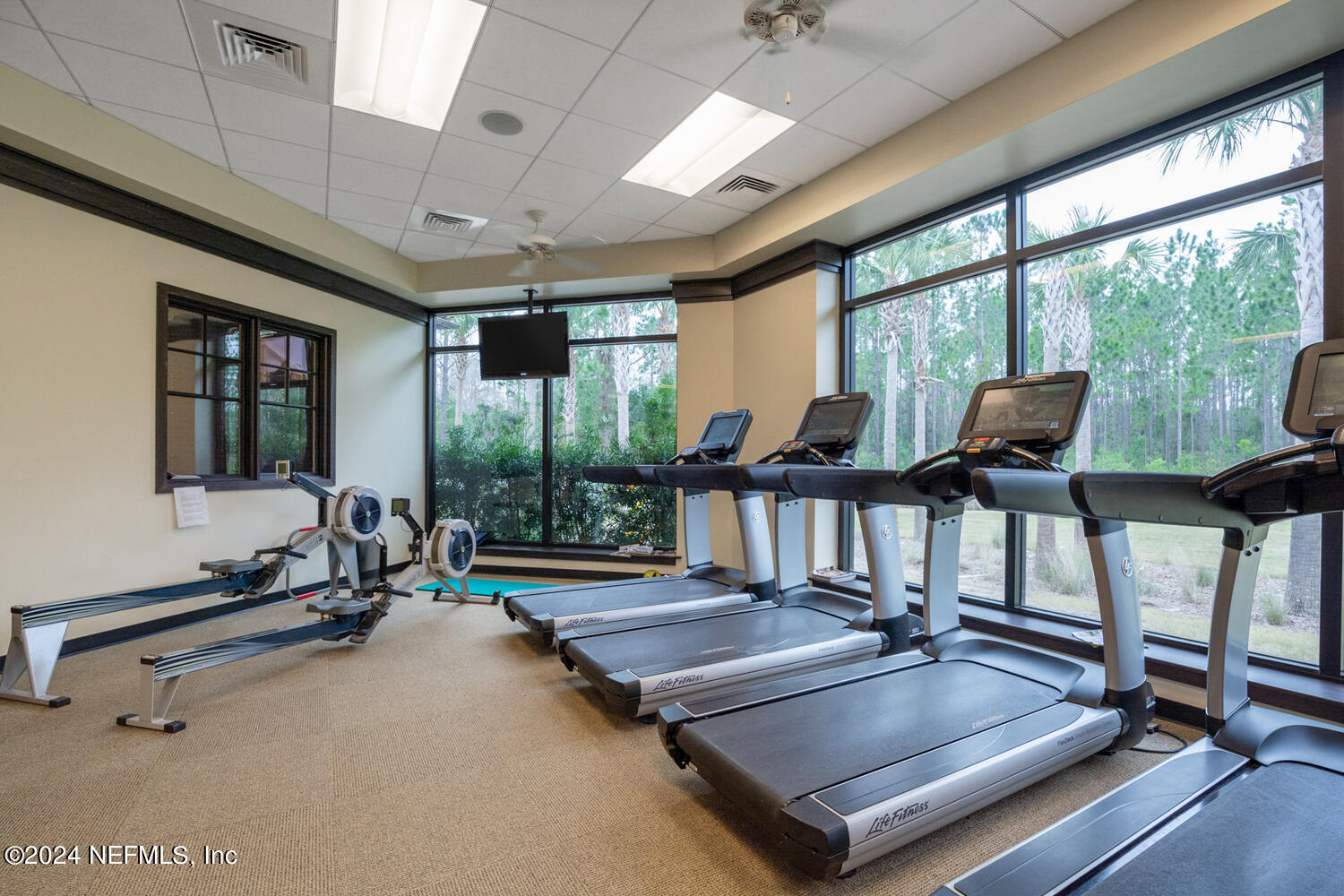 752 Promenade Pointe Drive St. Augustine, FL 32095 - Photo 110 of 117 a room with gym equipment and floor to ceiling window
