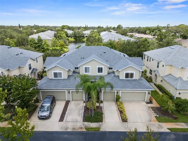 an aerial view of a house