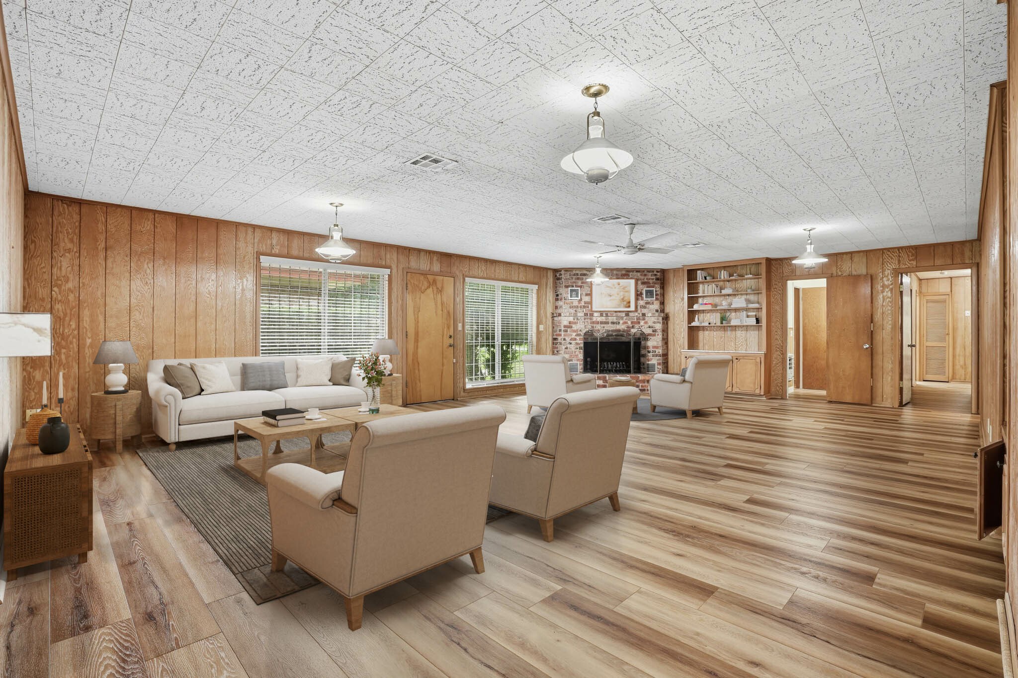 10240 Post Oak Drive Conroe, TX 77385 - Photo 19 of 46 a living room with furniture wooden floor and a large window