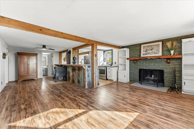 a door with a fireplace