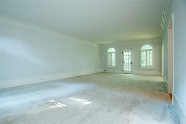 a view of a room with racks on the wall