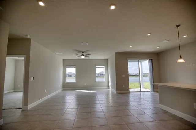 a view of livingroom with kitchen