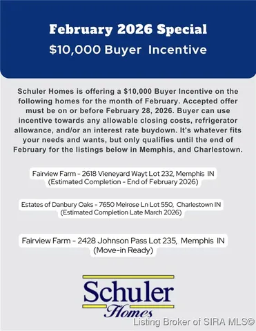 $304,900 | 2618 Vineyard Way, Memphis, IN 47143