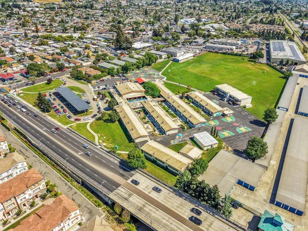 an aerial view of a city