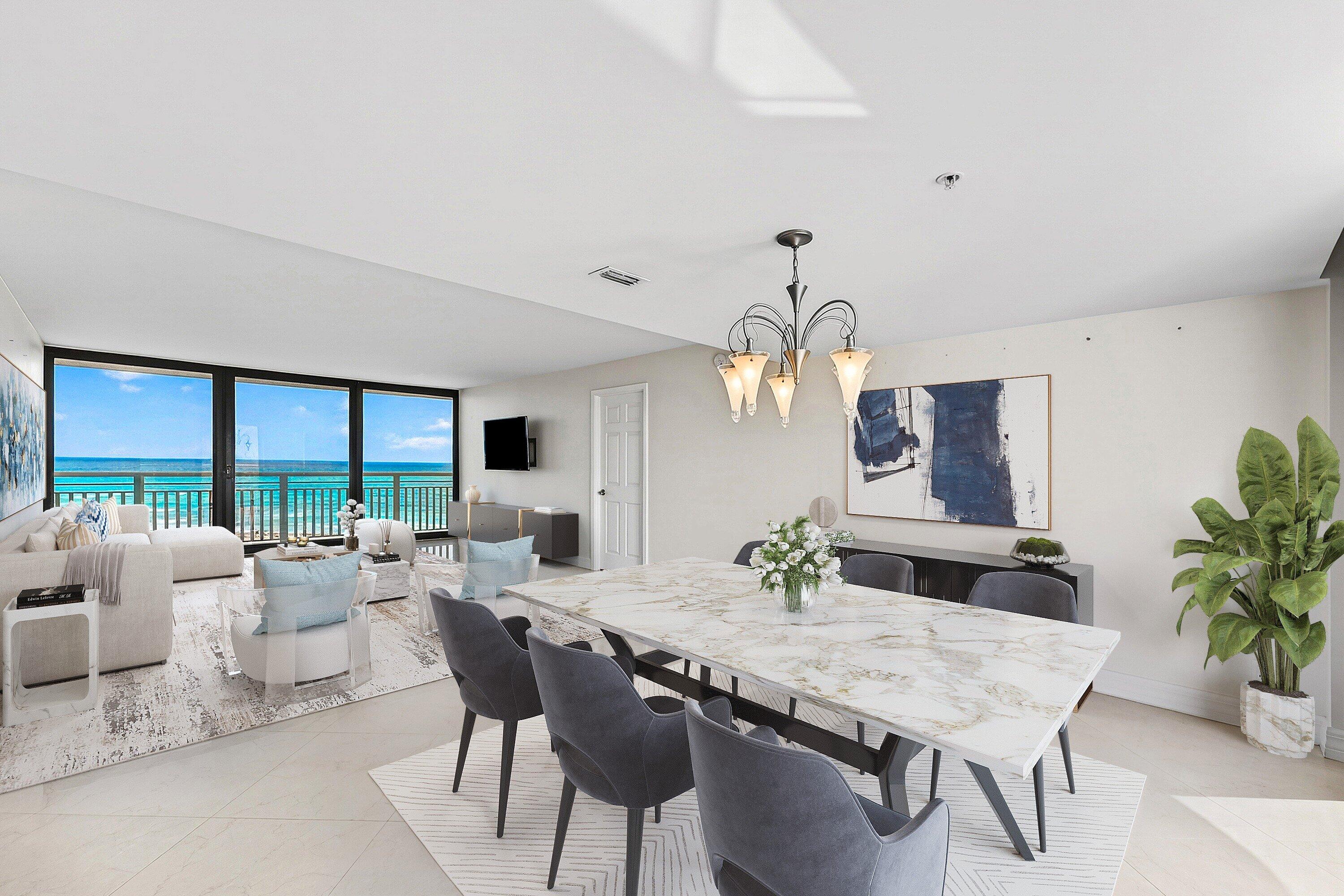 3000 North Ocean Drive, Unit 8F Singer Island, FL 33404 - Photo 1 of 66 a view of a dining room with furniture window and outside view