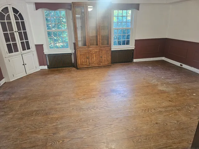 an empty room with windows