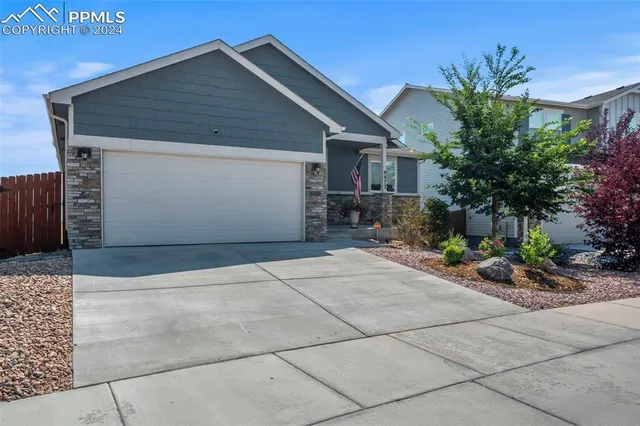 a backyard of a house with plants and trees