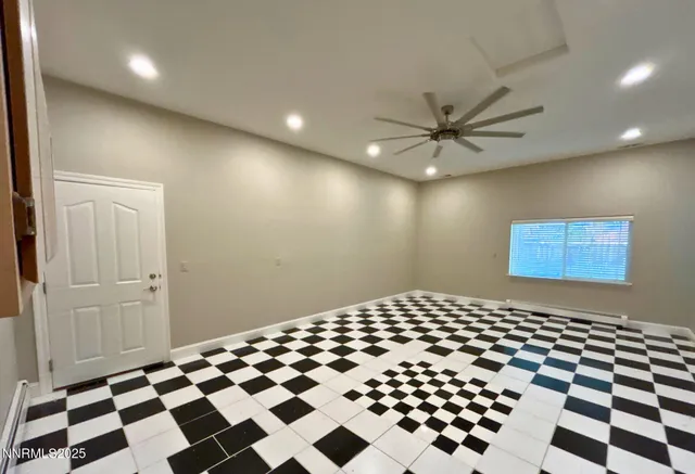 a black and white checkered floor