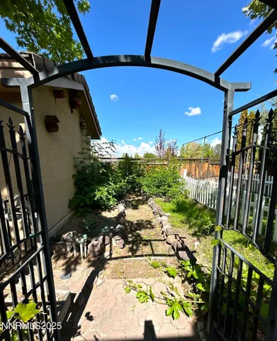 a view of yard from deck