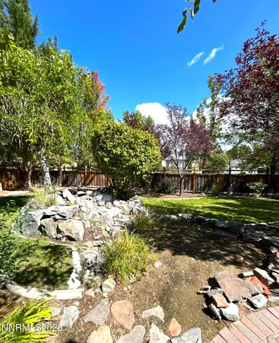 a view of a park with large trees