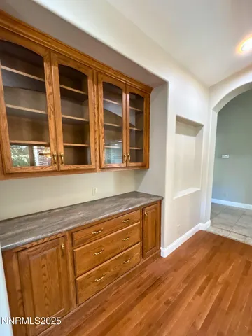 a view of a door and a window