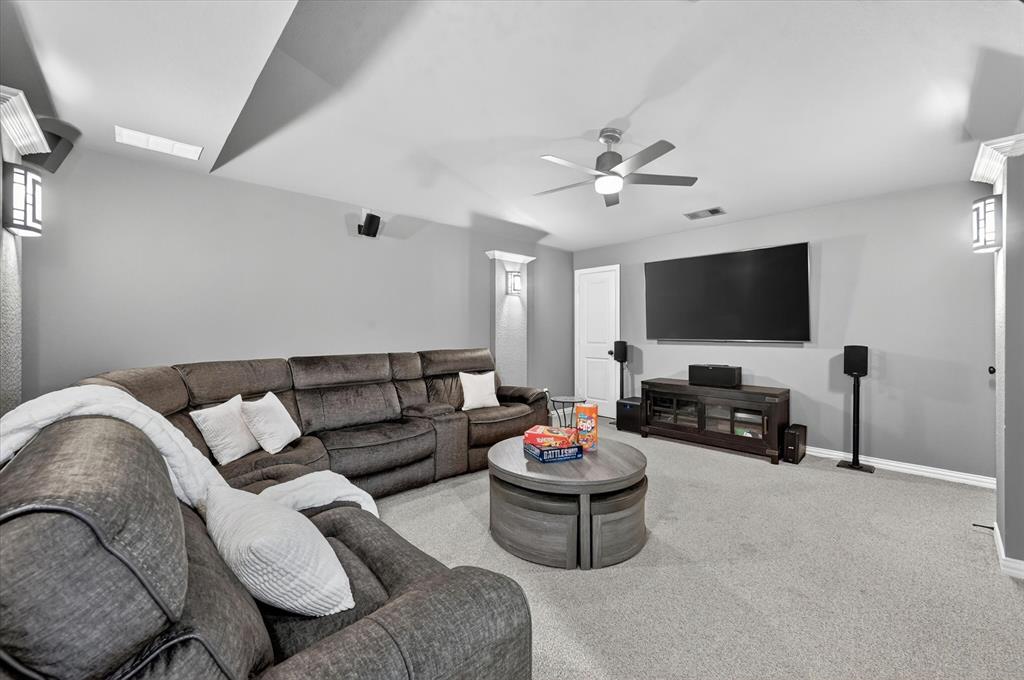 6656 Roughleaf Ridge Road Flower Mound, TX 76226 - Photo 28 of 40 a living room with furniture and a flat screen tv