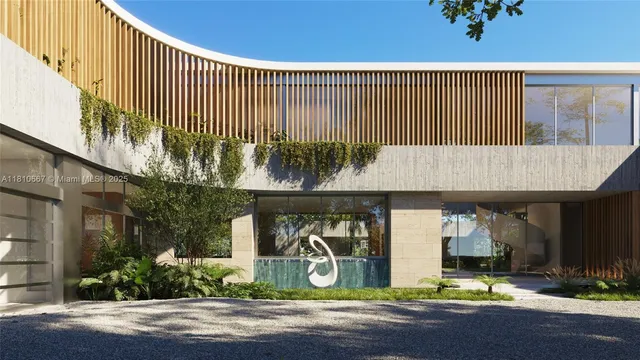 a front view of a building with garden