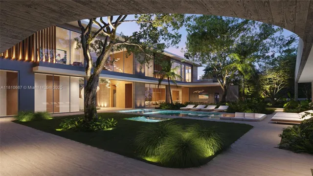 a view of a building with a yard