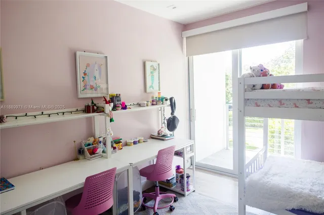 a room with a workspace