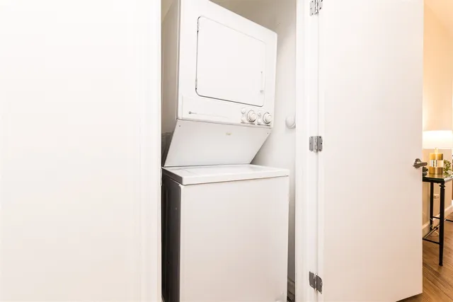 a utility room with dryer and washer