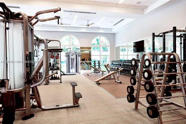 a view of a room with gym equipment
