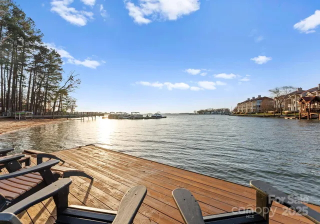 a view of a lake with houses