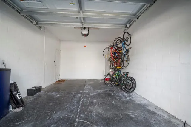a view of a garage with a bike