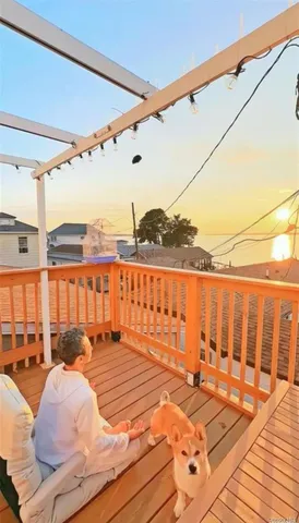 a view of balcony with floor to ceiling windows with wooden floor