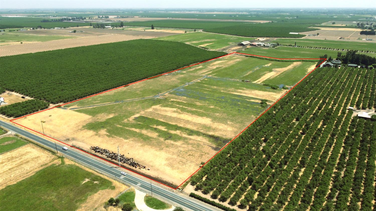 a view of a lake from a yard