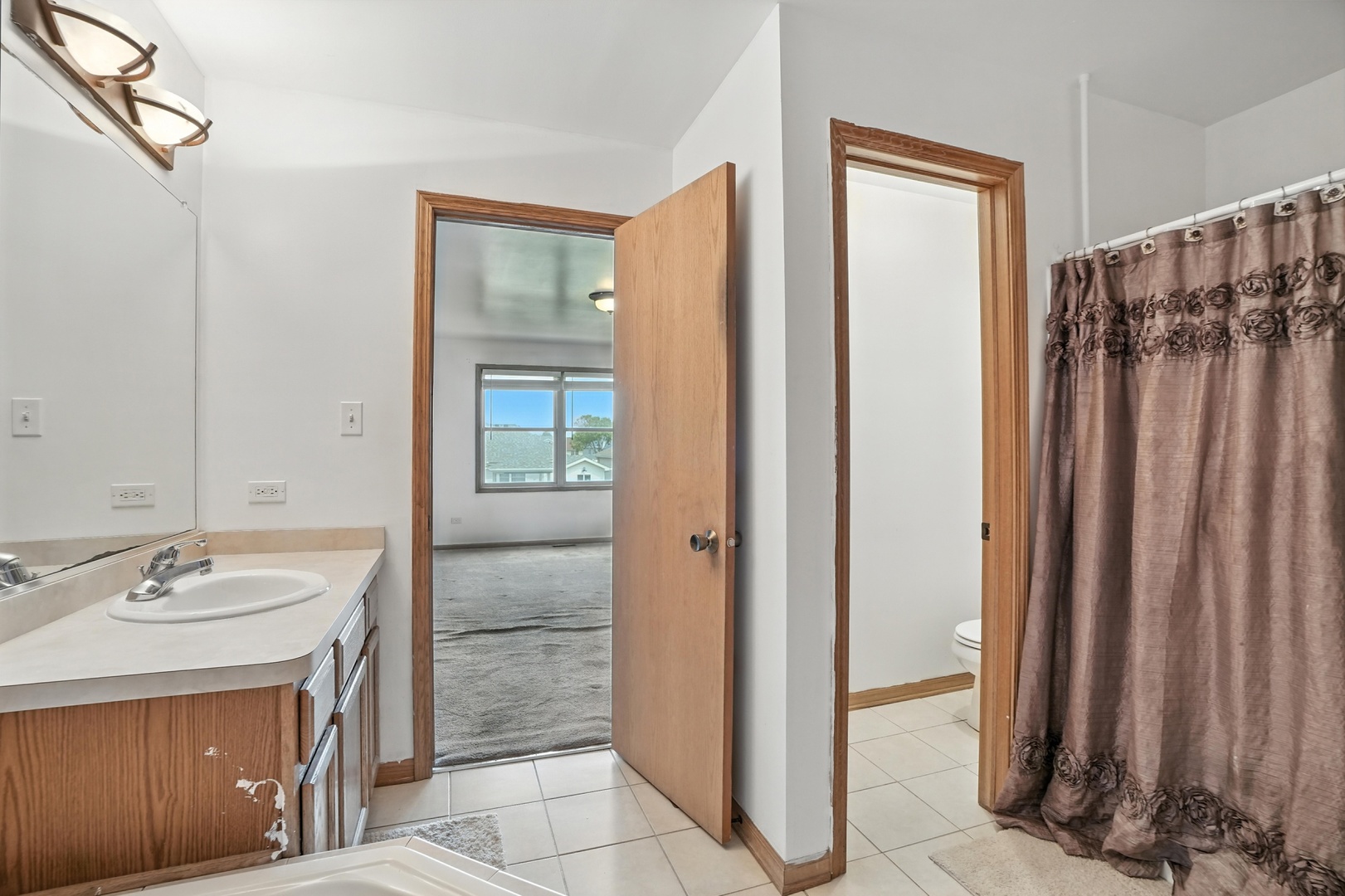 1665 Fox Hound Trail Beecher, IL 60401 - Photo 17 of 34 a bathroom with a granite countertop sink and a mirror