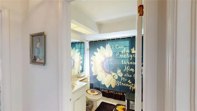 a room with a table and chairs